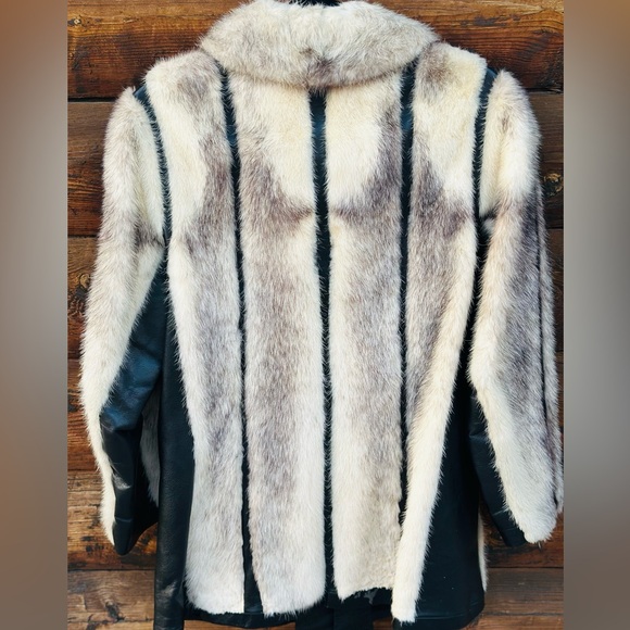 White & Black Cross mink and leather jacket, custom-made from Mable’s Furs. - Picture 2 of 6